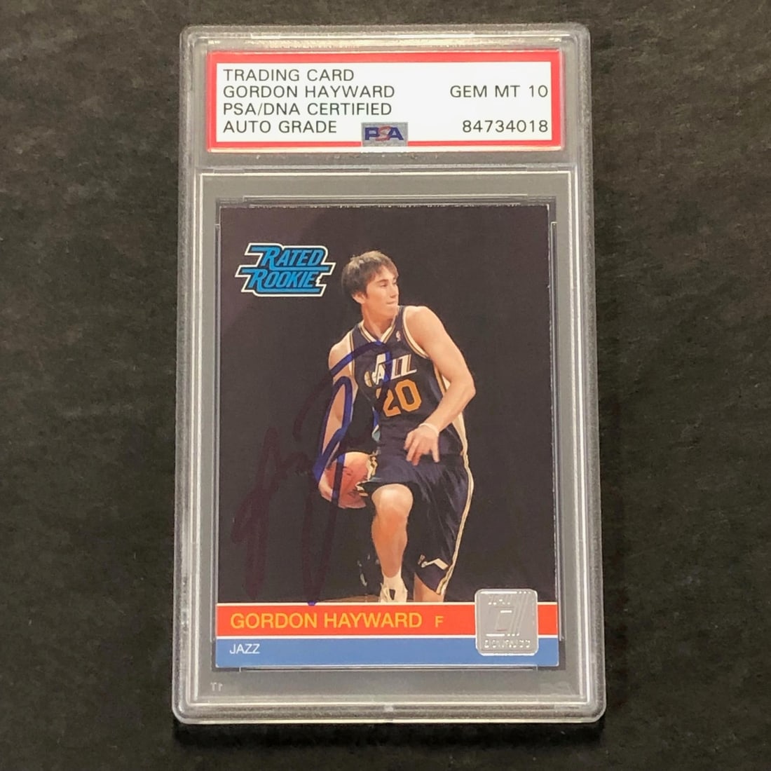 Gordon Hayward Autographed 2010-11 Donruss Rated Rookie Card PSA Encapsulated (1 of 2)