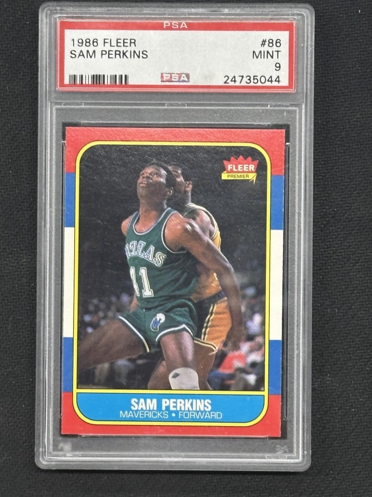 Sam Perkins 1986 Fleer Rookie Basketball Card PSA 9 Mavericks (1 of 2)
