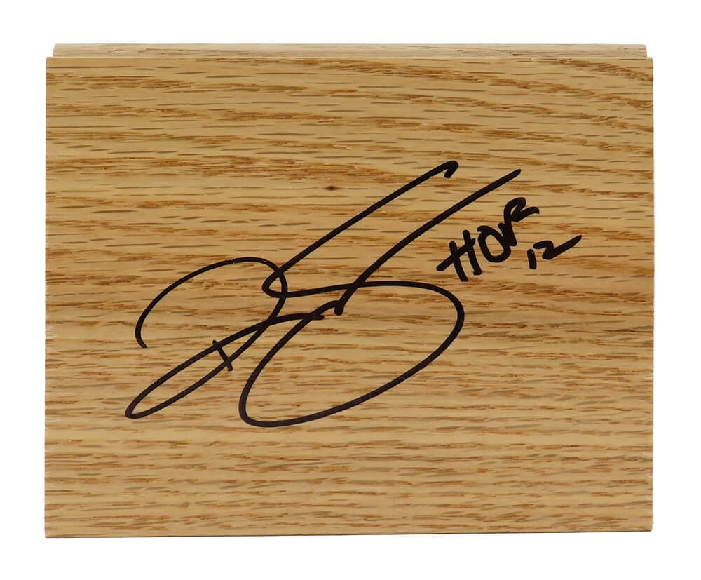 Ralph Sampson Signed 5x6 Floor Piece HOF 12 Houston Rockets COA: Ralph Sampson Signed 5x6 Floor Piece HOF 12 Houston Rockets COA This is a signed 5x6 floor piece from Ralph Sampson, a notable player from the Houston Rockets. The item features the inscription 'HOF 1