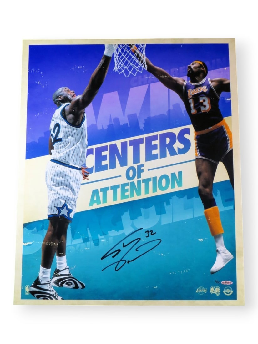 Upper Deck Authenticated Shaquille O'Neal 20X24 Orlando Magic Photo: Upper Deck Authenticated Shaquille O'Neal 20X24 Orlando Magic Photo This is a 20x24-inch photo featuring Shaquille O'Neal with the inscription "Center of Attention." The photo is hand-signed by Shaqui