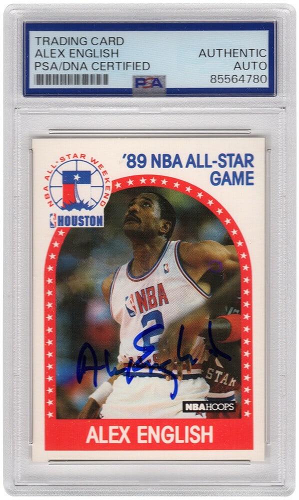 Alex English Signed Denver Nuggets 1989-90 NBA Hoops Card PSA Authenticated (1 of 2)