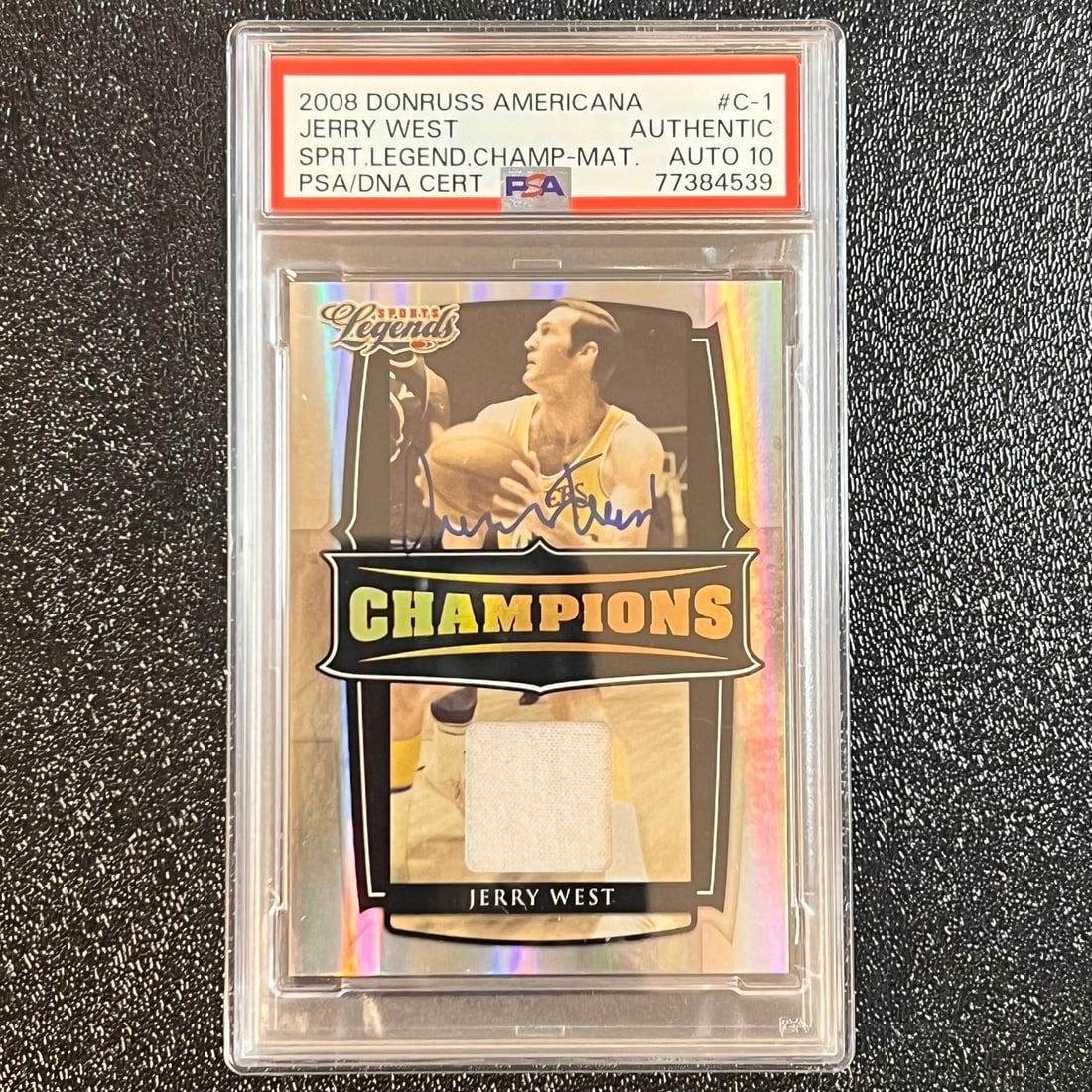 Jerry West PSA Autographed 2008 Donruss Americana C-1 Materials Card (1 of 2)