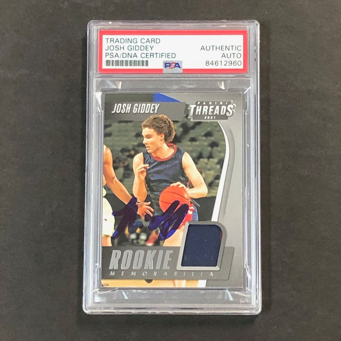 2021 Panini Threads Josh Giddey Signed Relic Card PSA/DNA Authenticated (1 of 2)