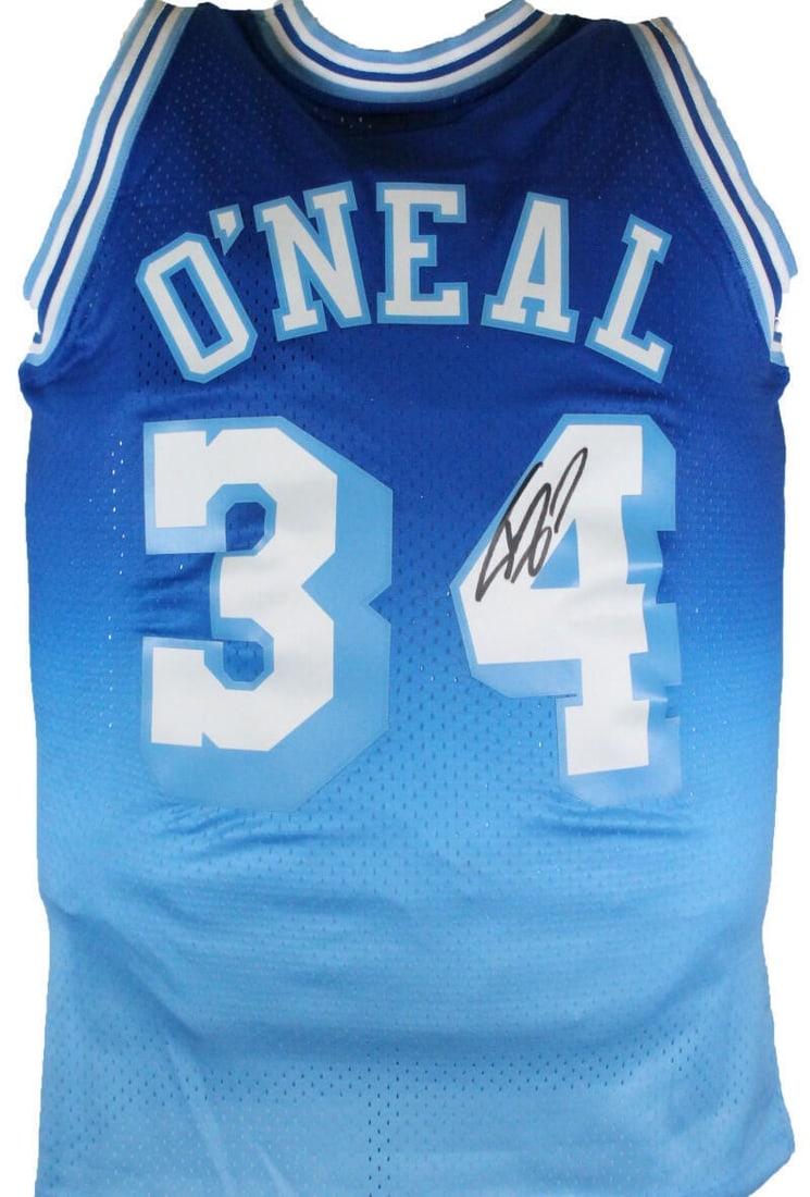 Shaquille O'Neal autographed Lakers blue Mitchell Ness HWC swingman jersey BAS holo: Shaquille O'Neal autographed Lakers blue Mitchell Ness HWC swingman jersey BAS holo This is an original Los Angeles Lakers blue Mitchell & Ness HWC Swingman jersey signed by Shaquille O'Neal. The auto