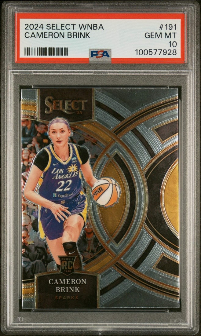 2024 Panini Select WNBA Cameron Brink #191 Rookie Card PSA 10 Graded: 2024 Panini Select WNBA Cameron Brink #191 Rookie Card PSA 10 Graded This is a graded 2024 Panini Select WNBA Cameron Brink #191 rookie basketball card, expertly encapsulated and graded by Professiona
