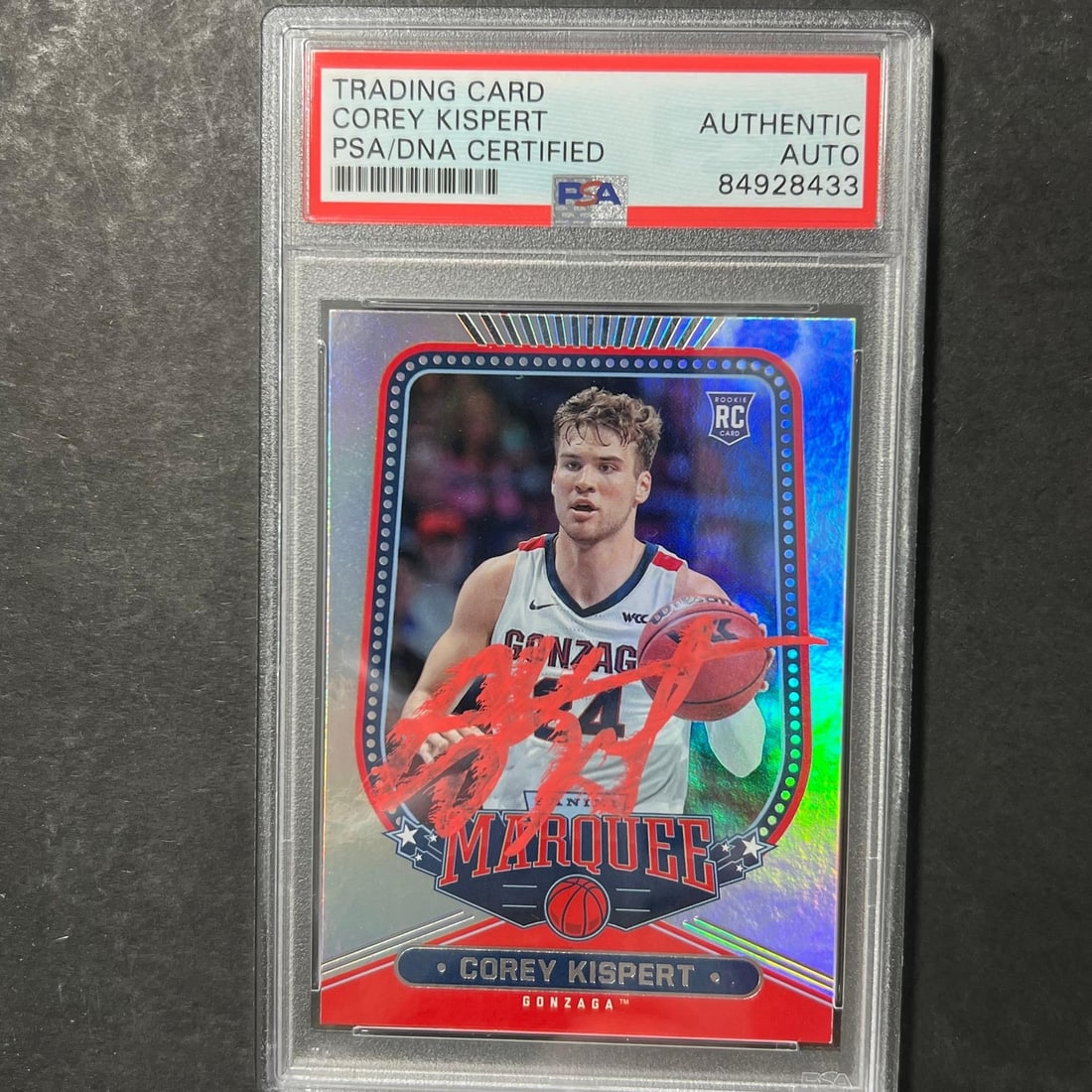 2021 Panini Chronicles Corey Kispert #148 Signed Card PSA/DNA Authenticated: 2021 Panini Chronicles Corey Kispert #148 Signed Card PSA/DNA Authenticated This is a 2021 Panini Chronicles Marquee Draft Picks #148 card featuring the signature of Corey Kispert. The autograph has b