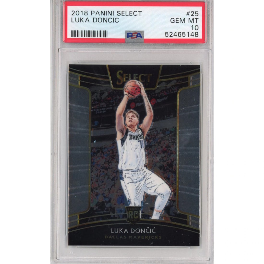 PSA 10 Graded 2018-19 Panini Select Luka Doncic #25 Rookie Basketball Card: PSA 10 Graded 2018-19 Panini Select Luka Doncic #25 Rookie Basketball Card This is a graded 2018-19 Panini Select Luka Doncic #25 Rookie RC Basketball Card, certified by Professional Sports Authentica