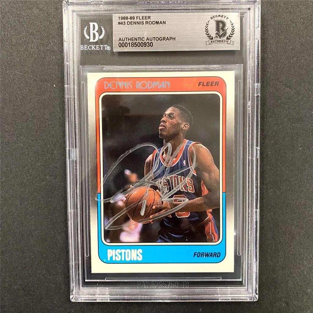 Dennis Rodman 1988 89 Fleer Rookie Card BAS Autograph (1 of 3)