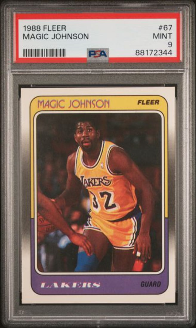 1988 Fleer Magic Johnson #67 PSA 9 Mint Basketball Card (1 of 2)