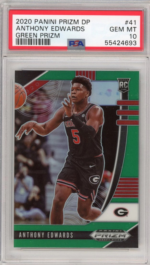 2020-21 Panini Prizm Anthony Edwards Green Rookie Card PSA 10 (1 of 2)