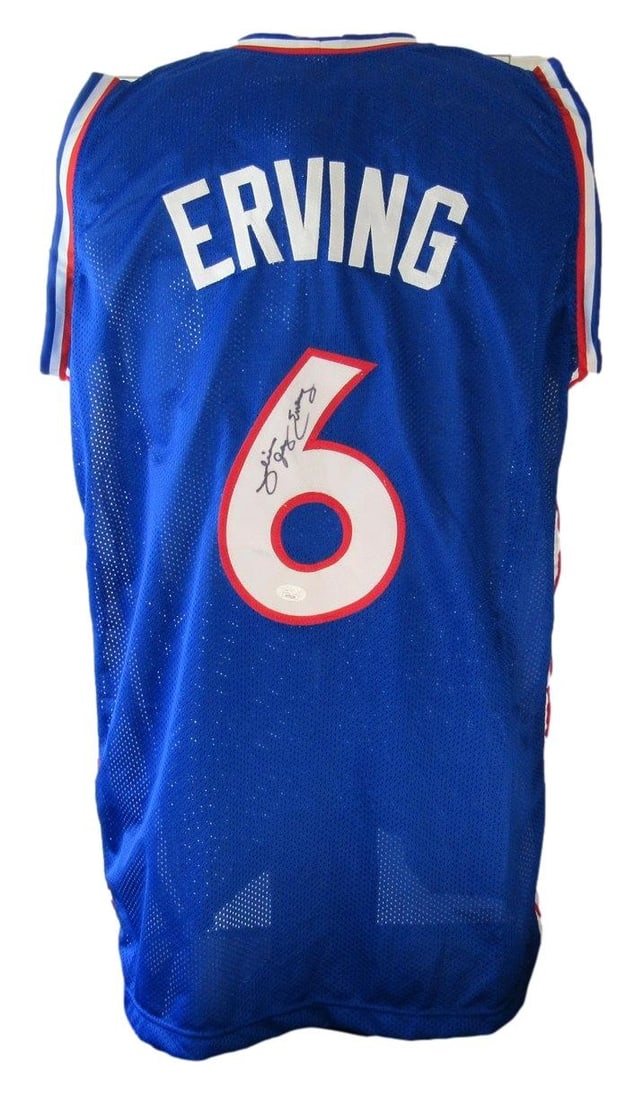Julius Erving autographed blue custom 76ers jersey JSA authenticated XL (1 of 5)