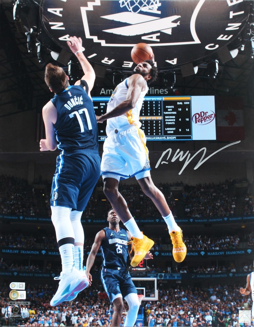 Andrew Wiggins Autographed 16x20 Warriors Dunk Photo Beckett Witnessed Vs Mavericks (1 of 1)
