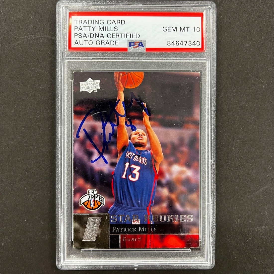 2009-10 Upper Deck Patty Mills Signed Rookie Card PSA Authenticated: 2009-10 Upper Deck Patty Mills Signed Rookie Card PSA Authenticated This 2009-10 Upper Deck #205 rookie card features the autograph of Patty Mills, a notable player for the Portland Trailblazers. The 
