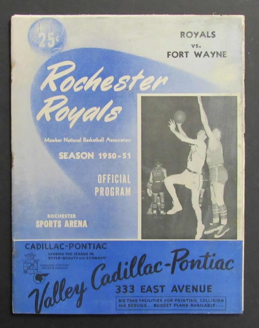 Basketball Program 1950-51 Rochester Royals Fort Wayne Pistons NBA Original: Basketball Program 1950-51 Rochester Royals Fort Wayne Pistons NBA Original This is an original 1950-51 NBA program featuring the match-up between the Rochester Royals and the Fort Wayne Pistons. The 