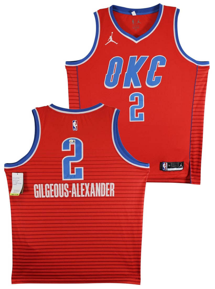 Shai Gilgeous-Alexander Autographed Orange Nike Swingman Jersey Beckett Authenticated: Shai Gilgeous-Alexander Autographed Orange Nike Swingman Jersey Beckett Authenticated This orange Nike Swingman jersey has been personally signed by Shai Gilgeous-Alexander of the Oklahoma City Thunde