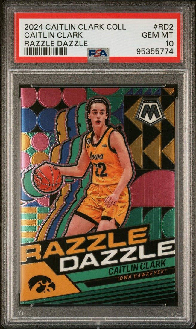 2024 Panini Caitlin Clark #RD2 Razzle Dazzle RC Basketball Card PSA 10: 2024 Panini Caitlin Clark #RD2 Razzle Dazzle RC Basketball Card PSA 10 This is a graded 2024 Panini Caitlin Clark #RD2 Razzle Dazzle RC Basketball Card, rated a perfect PSA 10. The card, featuring Cai