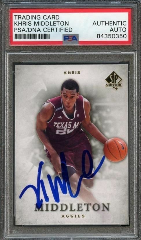 Khris Middleton PSA DNA autographed 2012 13 SP Authentic #35 card (1 of 2)