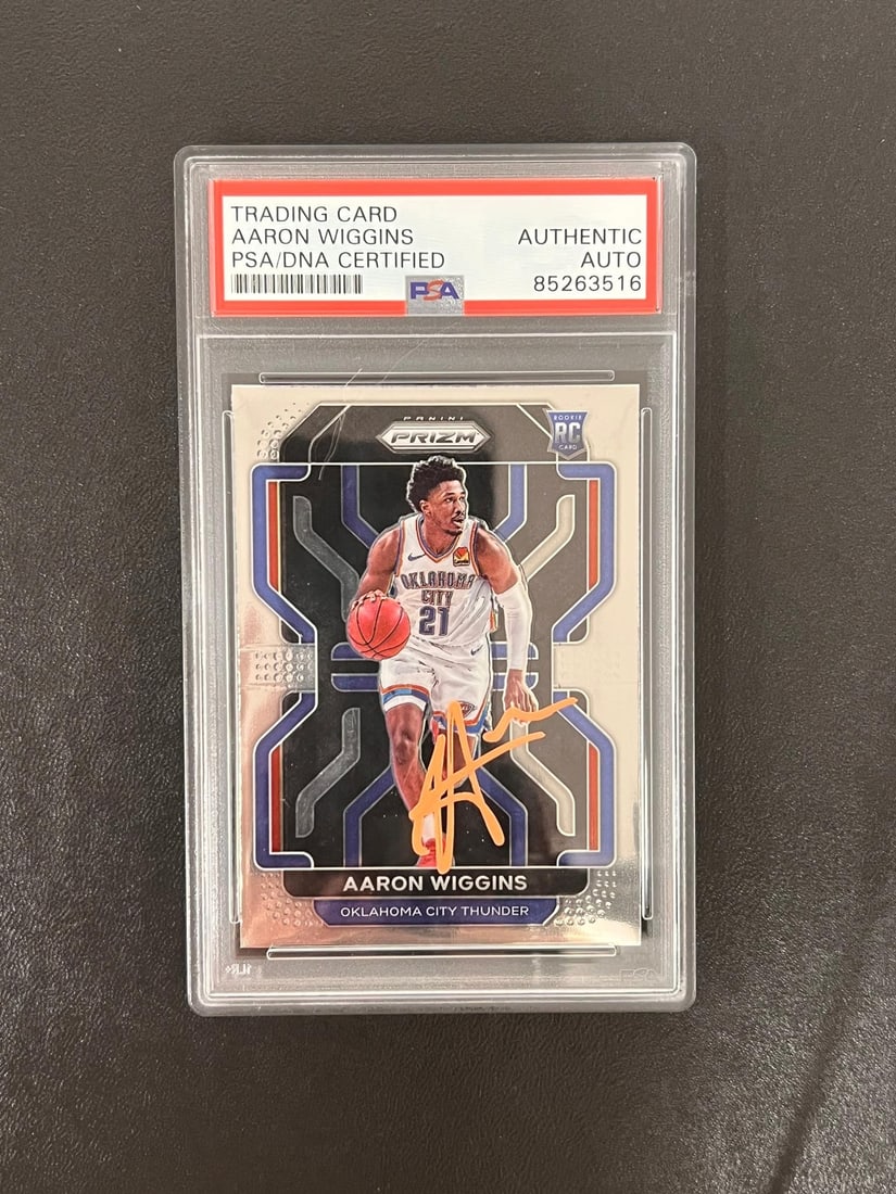 2021-22 Panini Prizm #286 Aaron Wiggins Auto PSA/DNA Thunder (1 of 2)