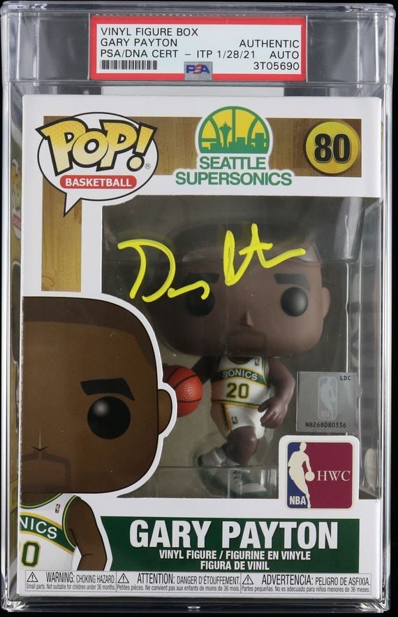 PSA DNA Encapsulated Gary Payton Signed Funko Pop #80 Supersonics (1 of 2)
