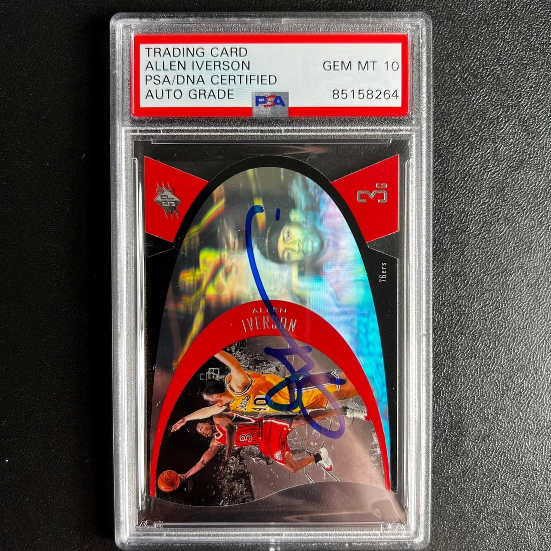 Allen Iverson PSA 10 Autographed Upper Deck SPx 1997 76ers Card: Allen Iverson PSA 10 Autographed Upper Deck SPx 1997 76ers Card This is a professionally graded 1997 Upper Deck #SPX35 Allen Iverson autographed sports trading card, rated a perfect 10 by PSA. It feat