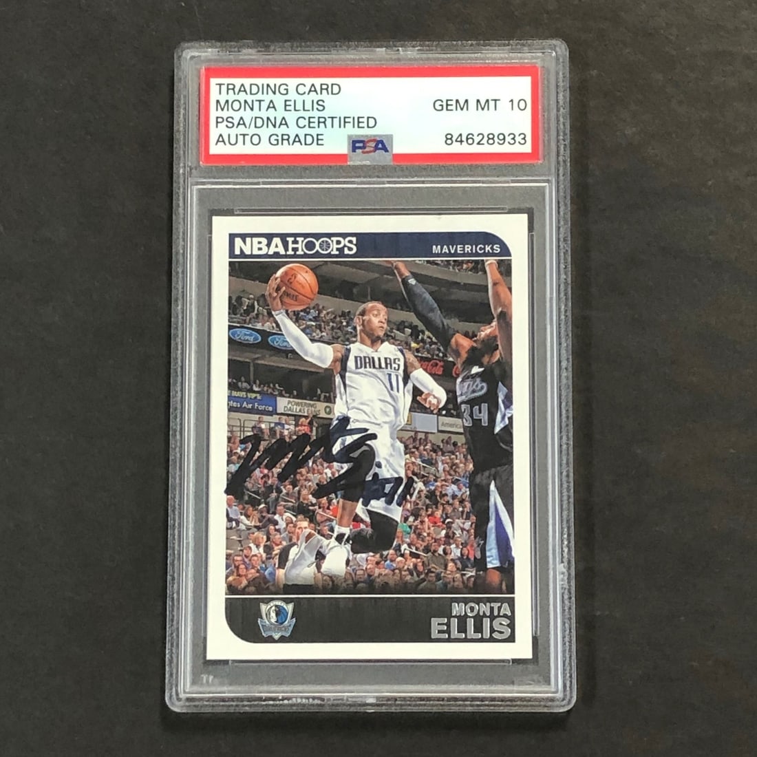 2014-15 NBA Hoops Monta Ellis Signed Card AUTO 10 PSA Slabbed Mavericks: 2014-15 NBA Hoops Monta Ellis Signed Card AUTO 10 PSA Slabbed Mavericks This is a 2014-15 NBA Hoops #245 trading card featuring the autograph of Monta Ellis. The signature has been authenticated by PS