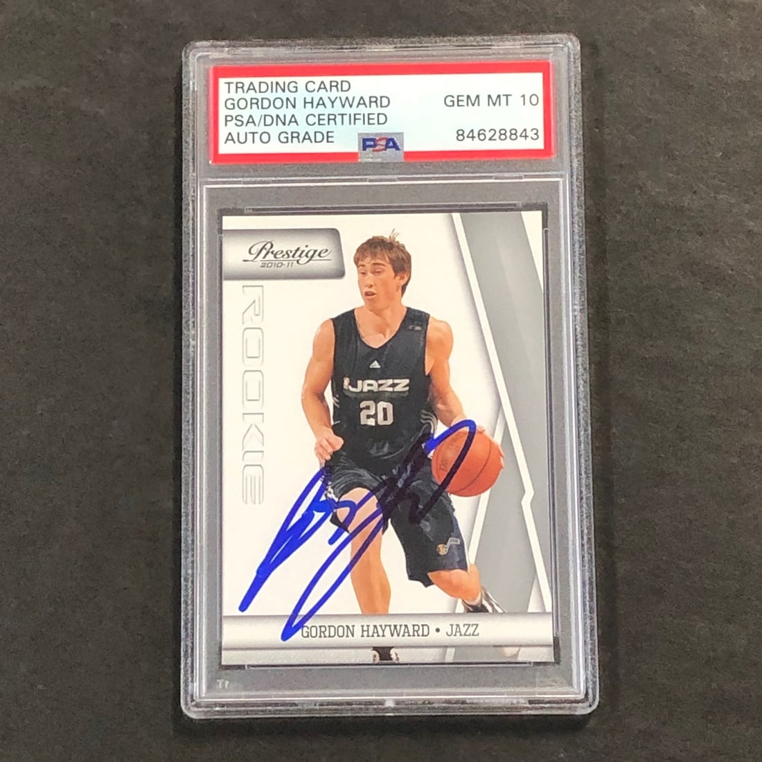PSA authenticated Gordon Hayward 2010-11 Panini Prestige RC Jazz card (1 of 2)