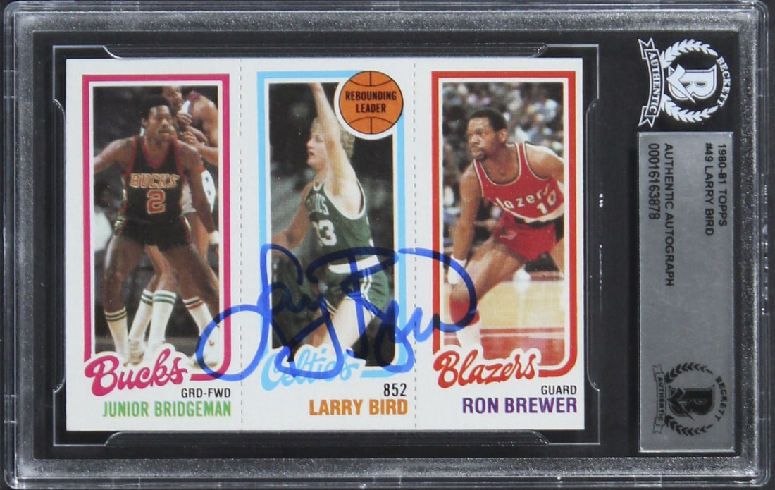 Larry Bird signed 1980 Topps #49 Celtics card Beckett slabbed: Larry Bird signed 1980 Topps #49 Celtics card Beckett slabbed This is an original 1980 Topps #49 basketball card personally signed by Larry Bird of the Boston Celtics. The card has been authenticated 
