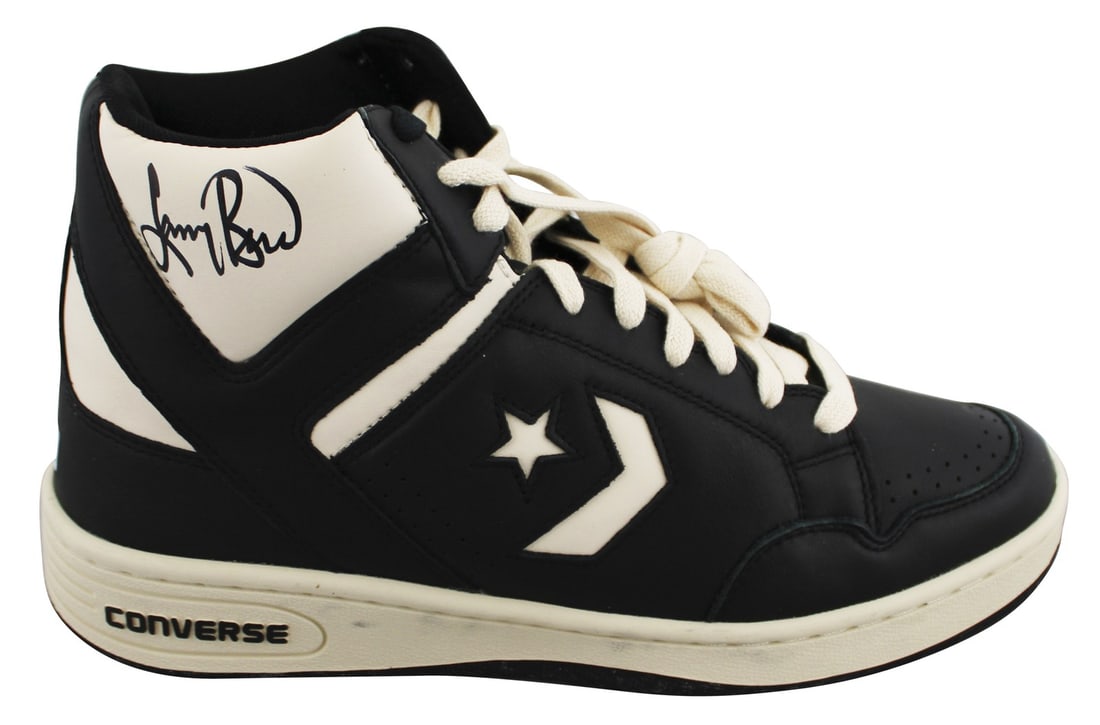 Larry Bird Autographed Black & White Converse Weapon Shoe BAS Witnessed (1 of 6)