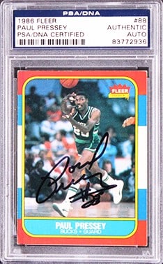 Paul Pressey Signed 1986 Fleer #88 Basketball Card PSA/DNA Authentic (1 of 2)