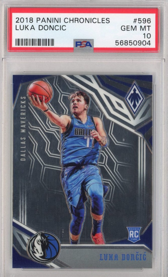 2018-19 Panini Chronicles Luka Doncic Rookie Card PSA 10 NBA: 2018-19 Panini Chronicles Luka Doncic Rookie Card PSA 10 NBA This graded 2018-19 Panini Chronicles Luka Doncic #596 rookie basketball card is an essential addition for any basketball card collector. I