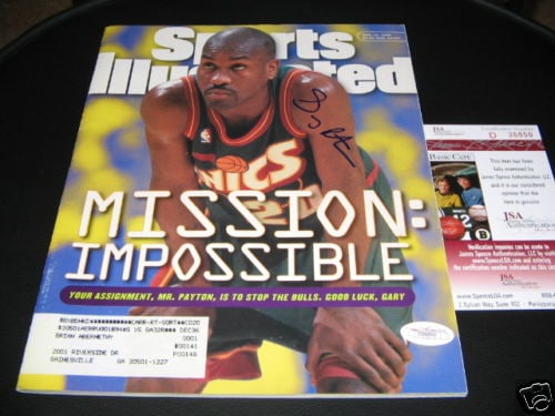 Signed Sports Illustrated Magazine Gary Payton JSA COA Hall of Fame 2013: Signed Sports Illustrated Magazine Gary Payton JSA COA Hall of Fame 2013 This is an original Sports Illustrated magazine featuring Gary Payton of the Seattle SuperSonics. The magazine has been signed 