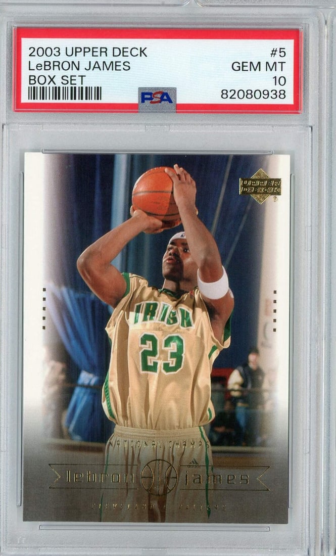 2003 Upper Deck LeBron James Rookie Card PSA 10 Graded Box Set: 2003 Upper Deck LeBron James Rookie Card PSA 10 Graded Box Set This is a graded 2003 Upper Deck LeBron James #5 Box Set Rookie RC Basketball Card, achieving an impressive PSA grade of 10. Encapsulated