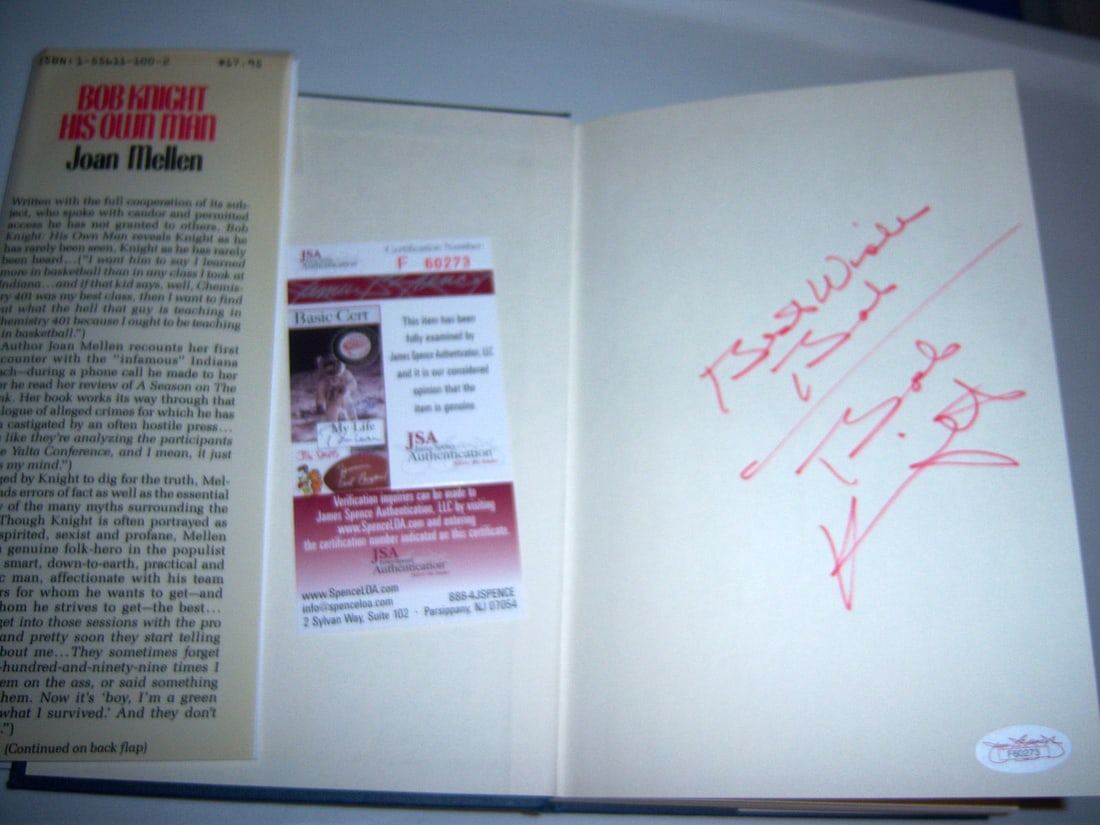 Signed Bobby Knight Book With JSA COA Indiana Hoosiers Three-Time Champions (1 of 2)
