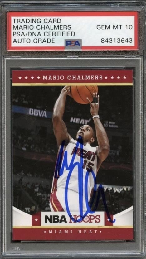 Mario Chalmers 2012-13 NBA Hoops #159 Signed Card PSA 10 Heat (1 of 2)