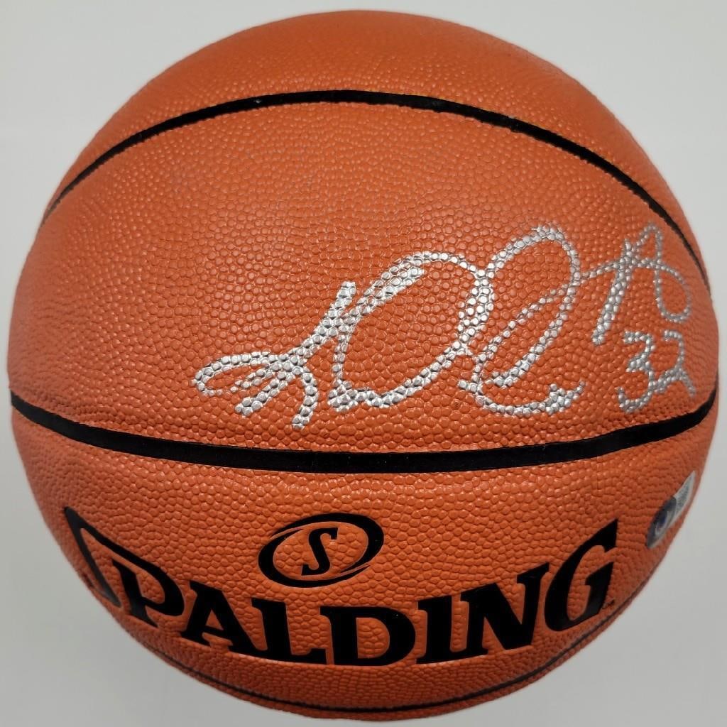 Karl Malone Signed Spalding Basketball Utah Jazz Beckett BAS: Karl Malone Signed Spalding Basketball Utah Jazz Beckett BAS This is an original I/O replica Spalding basketball signed by NBA legend Karl Malone, a prominent player for the Utah Jazz. The basketball 
