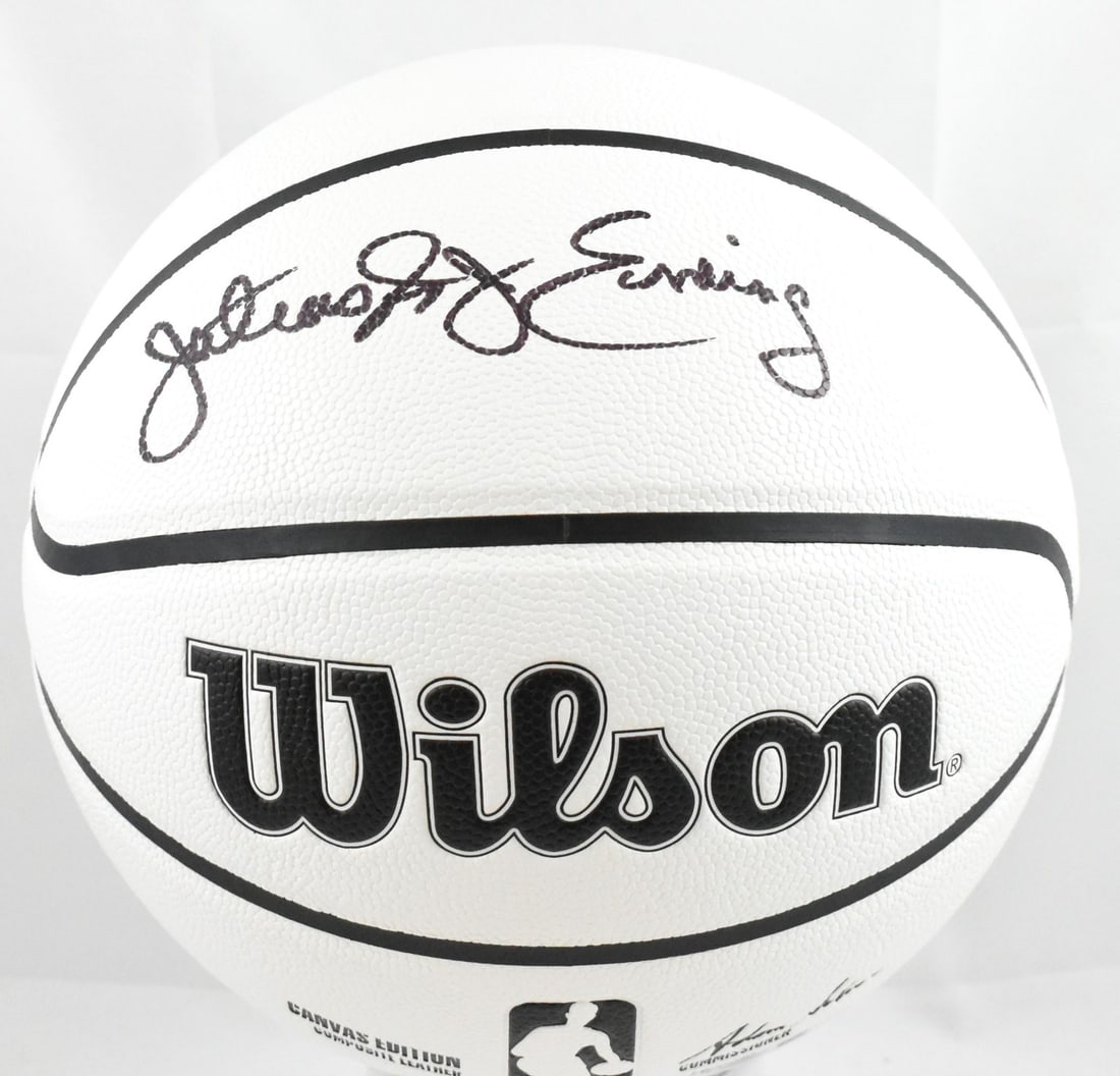 NBA Wilson Canvas Basketball Signed by Julius Erving Beckett Authenticated: NBA Wilson Canvas Basketball Signed by Julius Erving Beckett Authenticated This is an original NBA Wilson Canvas Edition basketball autographed by Julius Erving. The ball features the signature of the