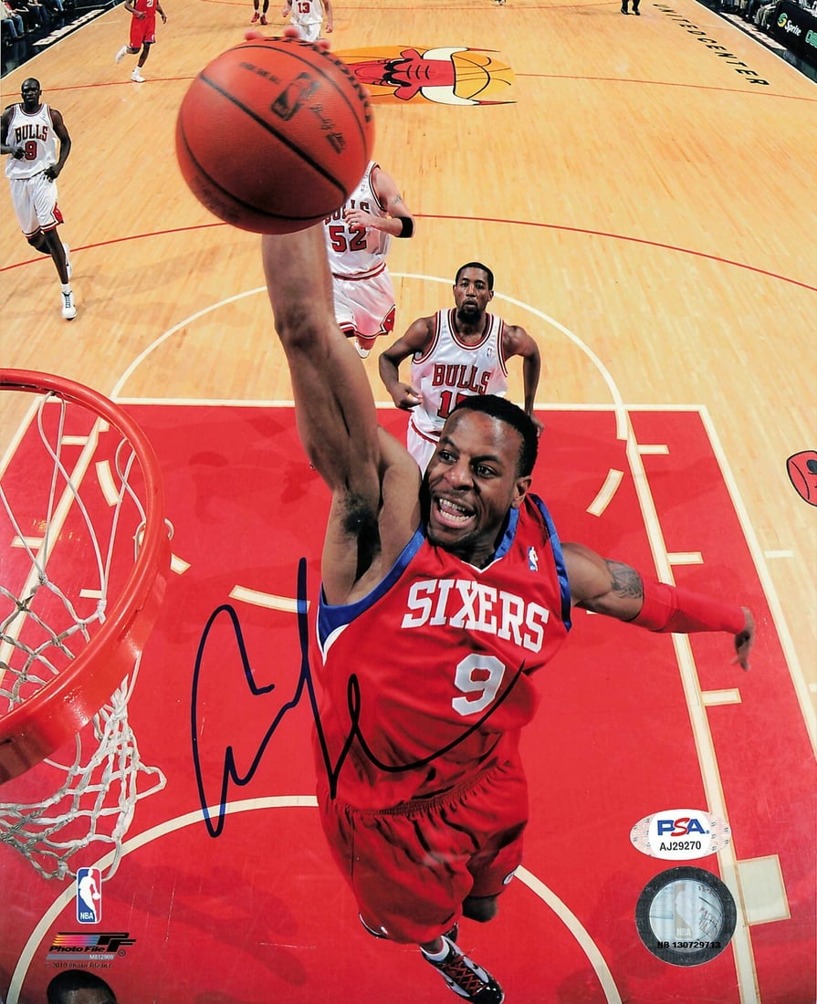 PSA DNA 8x10 Andre Iguodala autographed NBA photo: PSA DNA 8x10 Andre Iguodala autographed NBA photo This is a professionally printed 8x10 photograph autographed by Andre Iguodala, known for his time with the Philadelphia 76ers. The signature has been