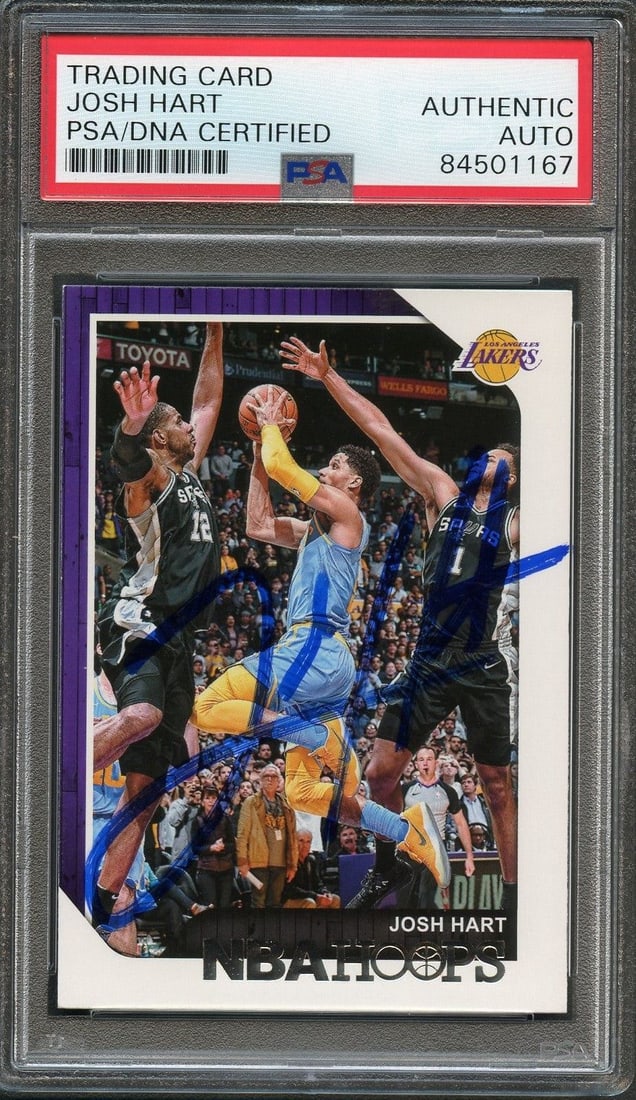 2018-19 NBA Hoops #235 Josh Hart Autographed Card PSA Authenticated Lakers: 2018-19 NBA Hoops #235 Josh Hart Autographed Card PSA Authenticated Lakers This listing features a signed 2018-19 NBA Hoops #235 card of Josh Hart, who is known for his time with the Los Angeles Laker