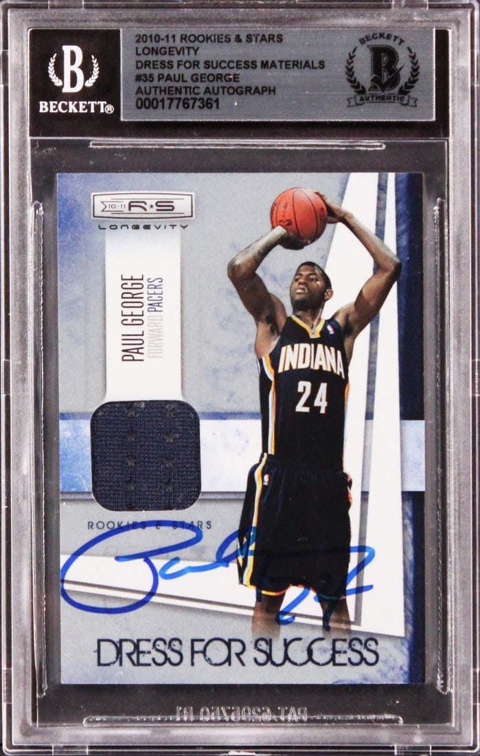Paul George Autographed 2010 Rookies & Stars Longevity Card Beckett Encased (1 of 2)