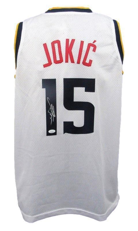 Nikola Jokic Signed Denver Nuggets Custom Jersey JSA Authenticated: Nikola Jokic Signed Denver Nuggets Custom Jersey JSA Authenticated This is a Nikola Jokic autographed custom basketball jersey from the Denver Nuggets, authenticated by JSA. The jersey comes with a ta