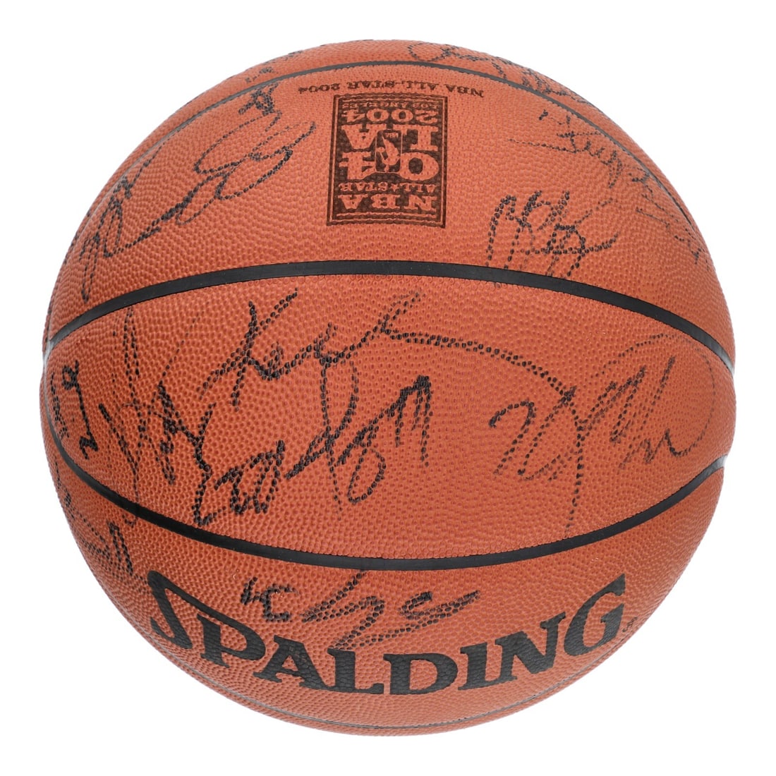 2004 NBA All-Star Game Signed Basketball Kobe Bryant Shaq Tim Duncan JSA: 2004 NBA All-Star Game Signed Basketball Kobe Bryant Shaq Tim Duncan JSA Celebrate basketball history with this original Spalding 2004 NBA All-Star Game basketball, beautifully signed by 29 participan