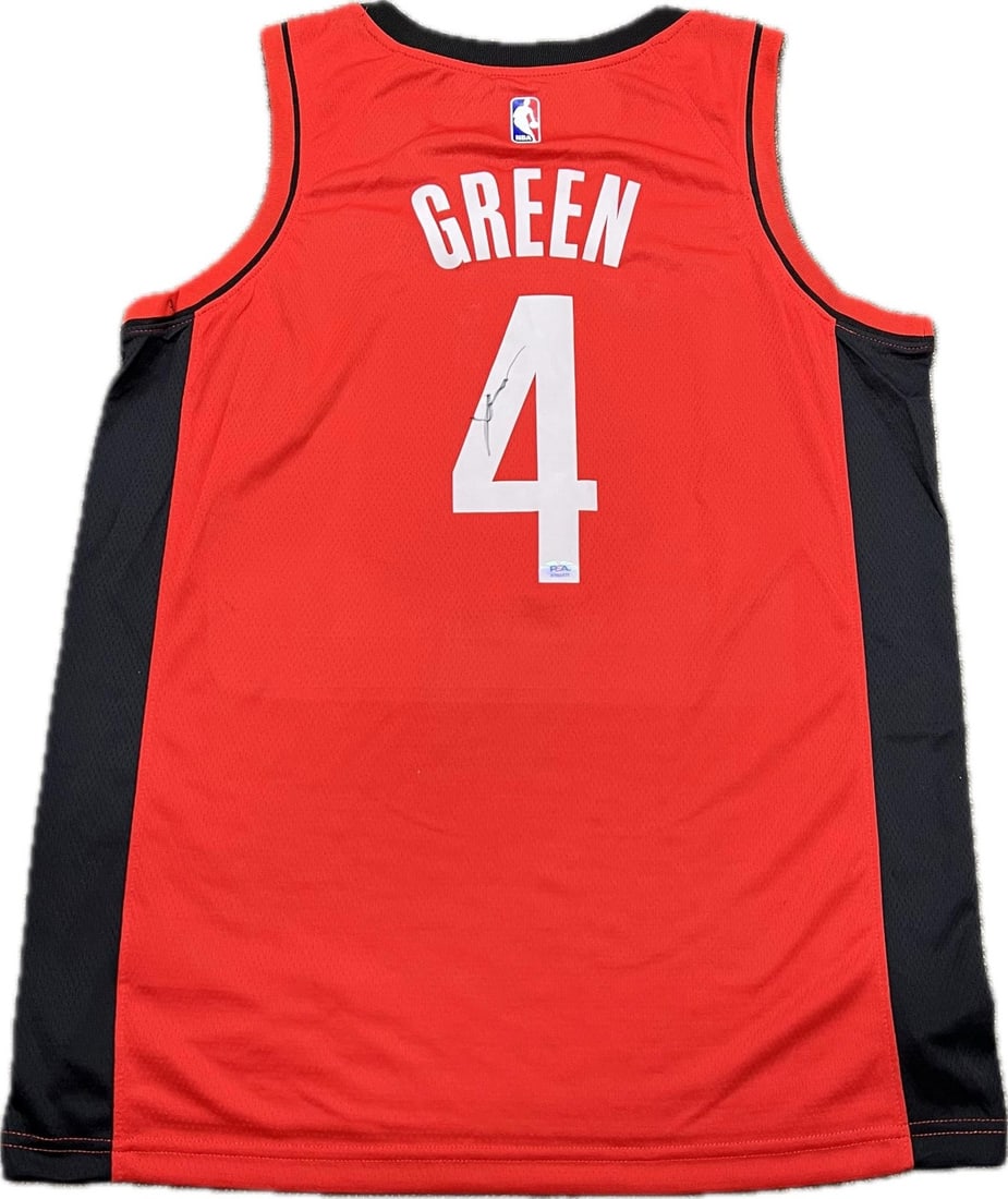 Jalen Green Autographed Stitched Jersey PSA/DNA Houston Rockets: Jalen Green Autographed Stitched Jersey PSA/DNA Houston Rockets This is a pre-owned stitched jersey autographed by Jalen Green, a rising star of the Houston Rockets. The authenticity of the signature 
