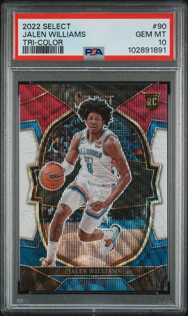 2022 Panini Select Jalen Williams #90 Tri Color RC PSA 10 Basketball Card (1 of 2)