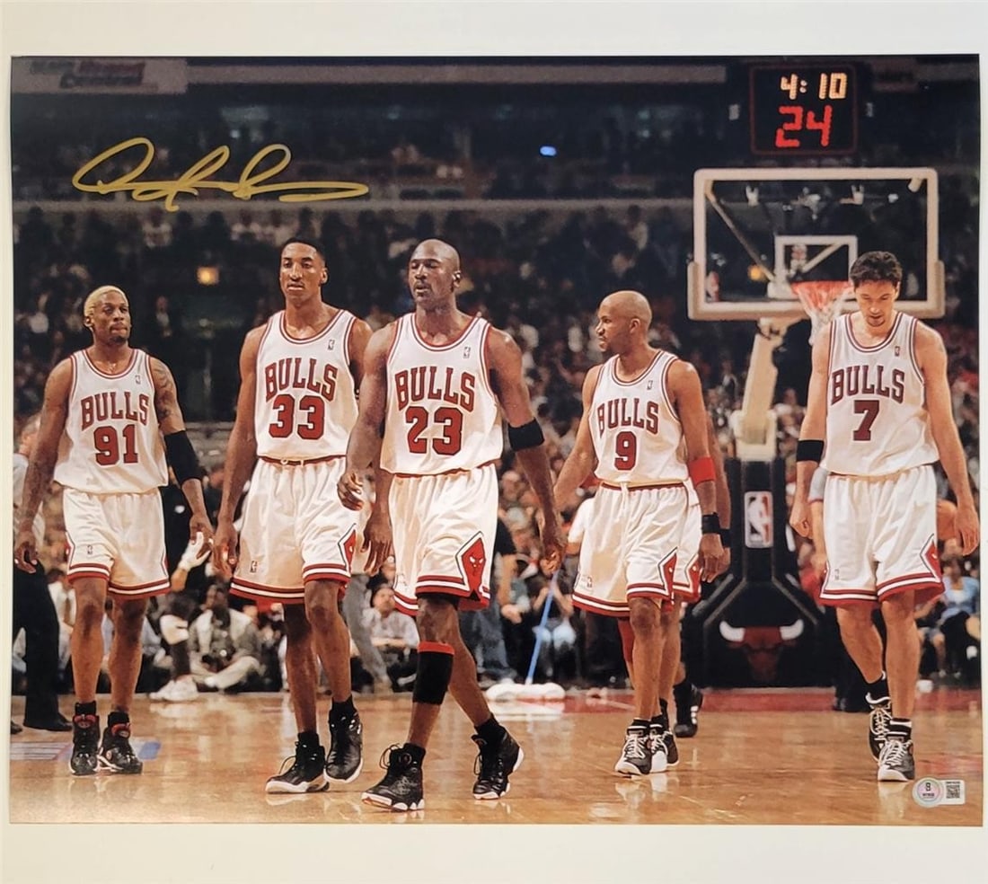 Dennis Rodman Autographed 16x20 Last Dance Photo BAS Certified: Dennis Rodman Autographed 16x20 Last Dance Photo BAS Certified Capture a piece of basketball history with this authentic signed photo of Dennis Rodman from the iconic 1997-98 Chicago Bulls season, fam