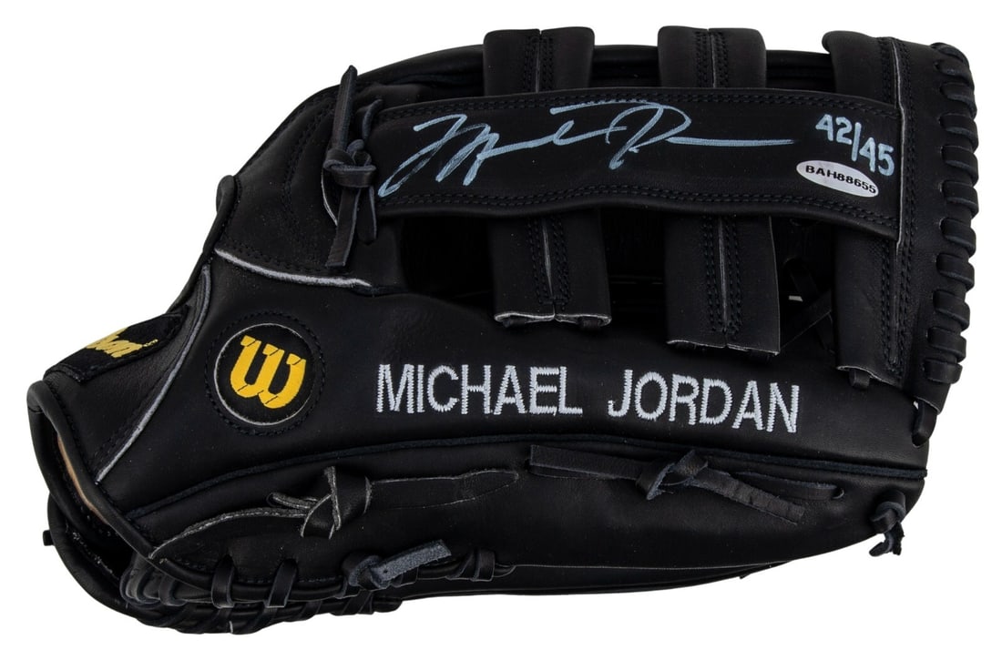 Michael Jordan Signed 1994 Wilson MJ-45B Baseball Glove UDA COA Limited Edition 42/45: Michael Jordan Signed 1994 Wilson MJ-45B Baseball Glove UDA COA Limited Edition 42/45 Celebrate the legacy of sporting legend Michael Jordan with this signed 1994 Wilson MJ-45B professional game model