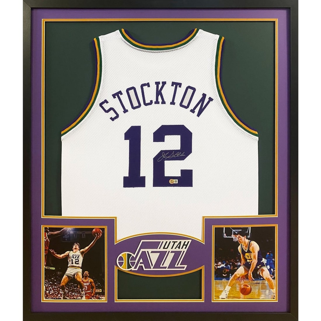 Utah Jazz John Stockton Autographed Jersey Framed With Beckett Authentication (1 of 2)