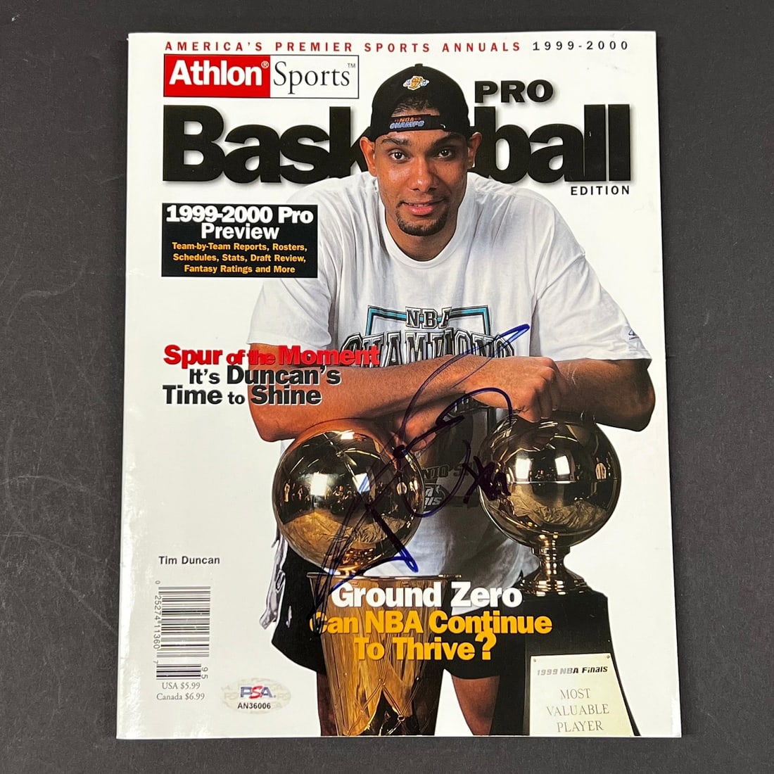 Tim Duncan autographed basketball magazine PSA DNA authenticated (1 of 4)