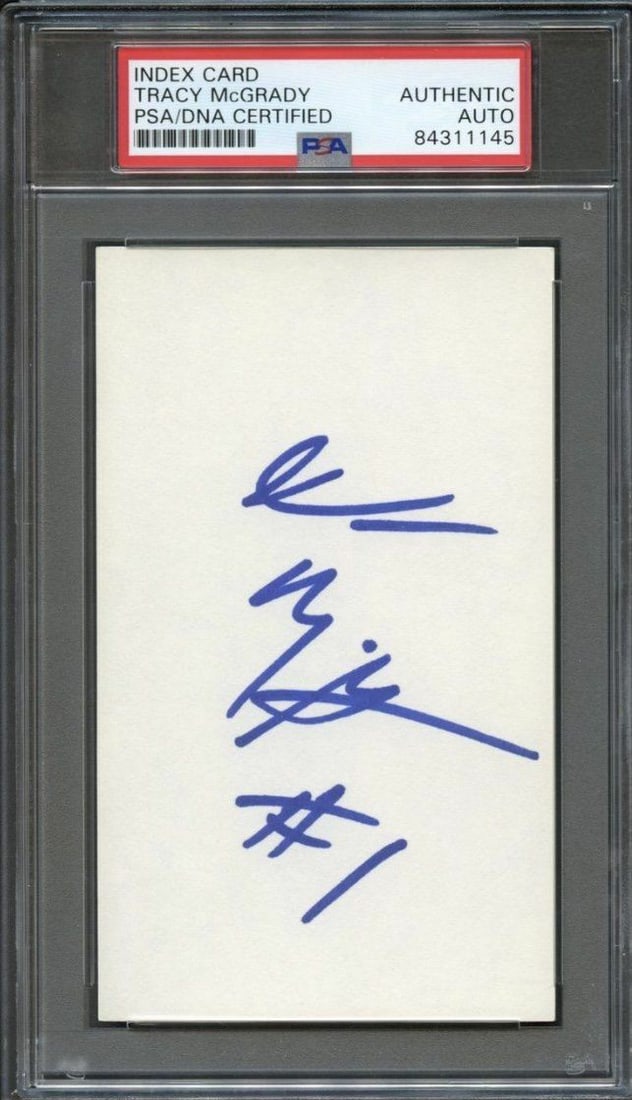PSA DNA Slabbed Tracy McGrady Signed Cut Houston Rockets (1 of 2)