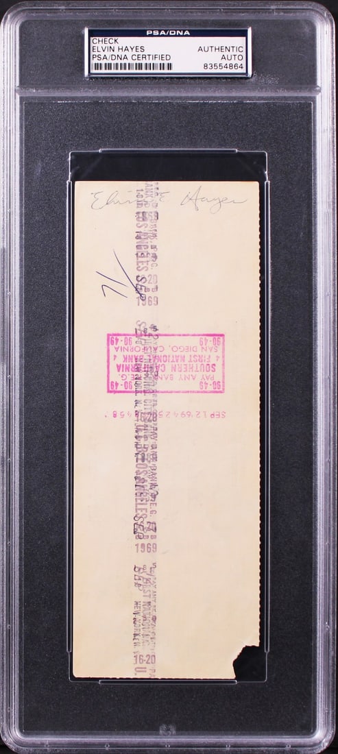 Elvin Hayes Signed 3x8.25 Check Houston Rockets PSA/DNA Authenticated (1 of 2)