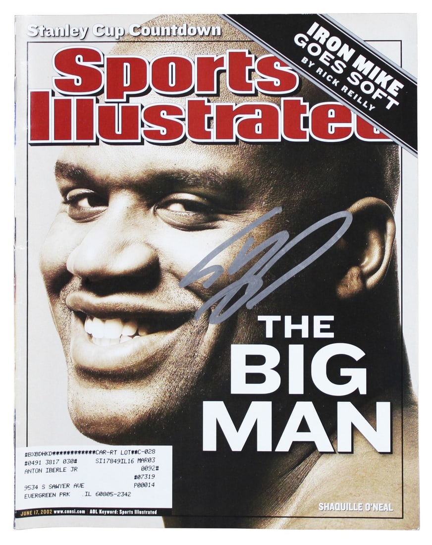Shaquille O'Neal Signed Sports Illustrated June 2002 Magazine BAS Witnessed: Shaquille O'Neal Signed Sports Illustrated June 2002 Magazine BAS Witnessed This original Sports Illustrated magazine, dated June 17, 2002, features a personal autograph from Shaquille O'Neal, the ico